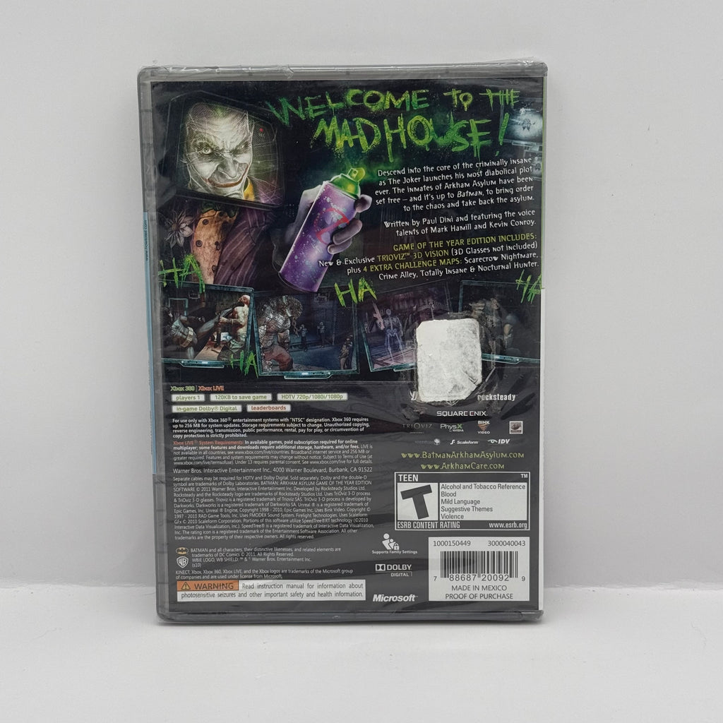 Batman: Arkham Asylum - Game of the Year Edition (Platinum Hits) - Xbox 360 (Brand New Sealed)