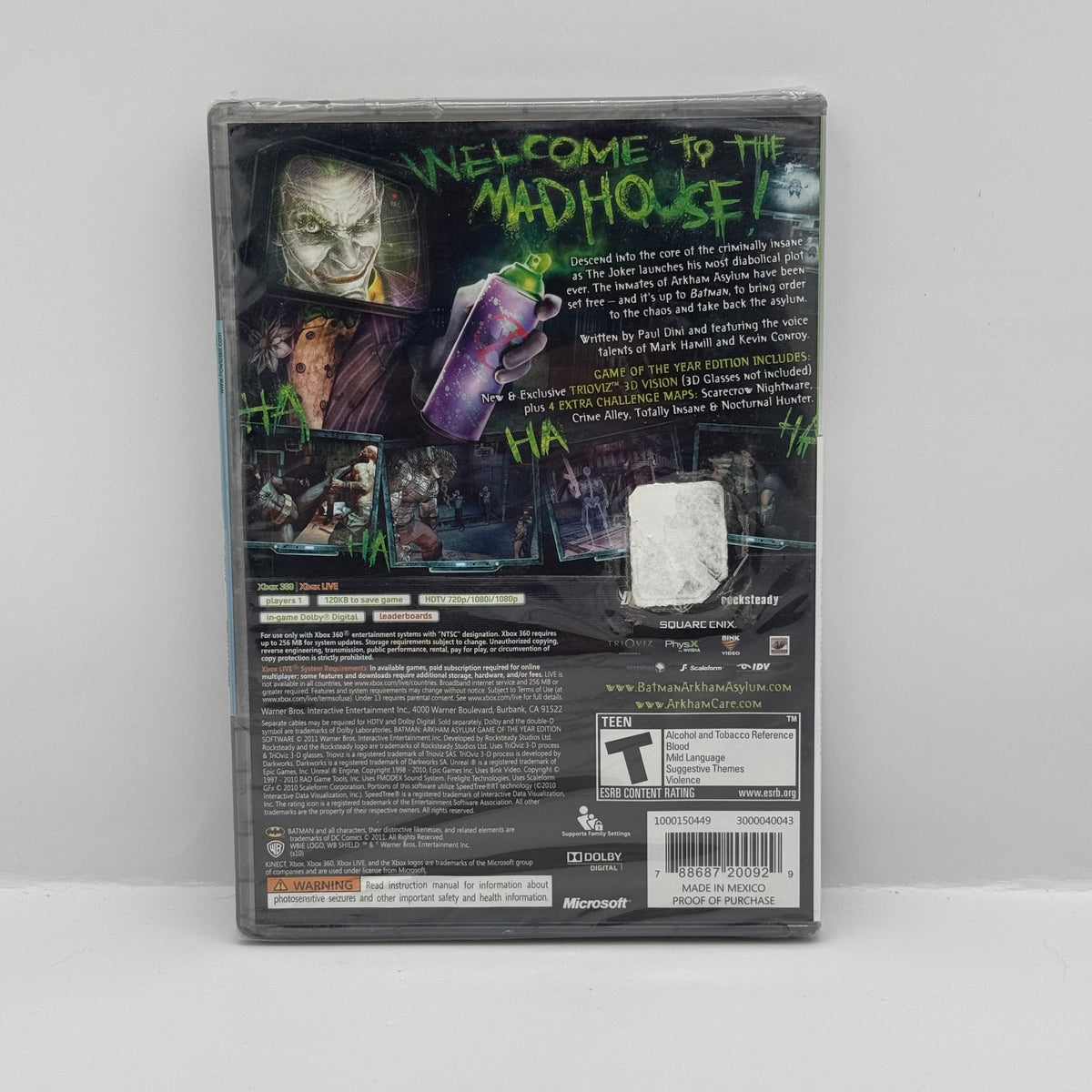 Batman: Arkham Asylum - Game of the Year Edition (Platinum Hits) - Xbox 360 (Brand New Sealed)