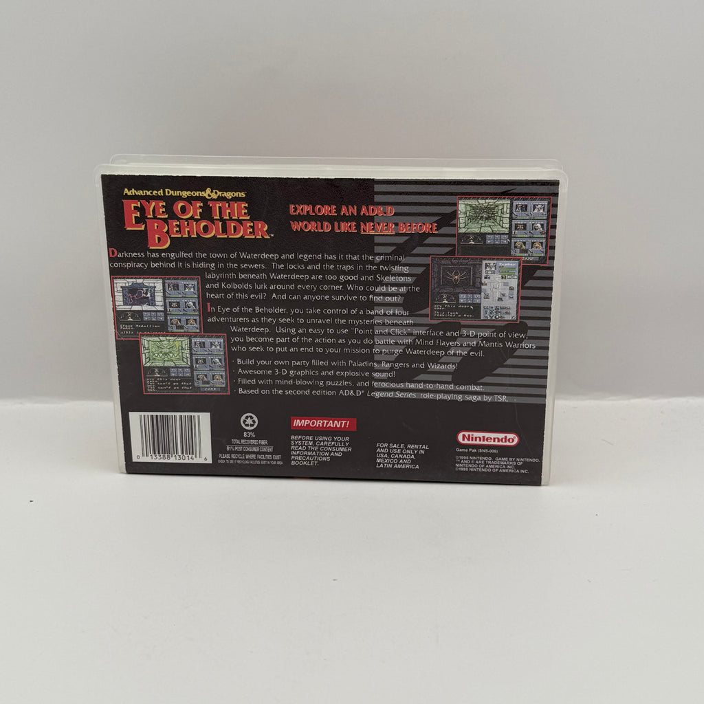 Eye of the Beholder Custom Game Case - SNES (Case Only, No Game)