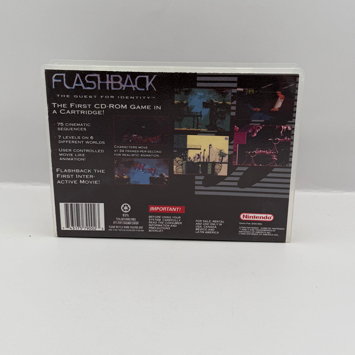 Flashback: The Quest for Identity Custom Game Case - SNES (Case Only, No Game)