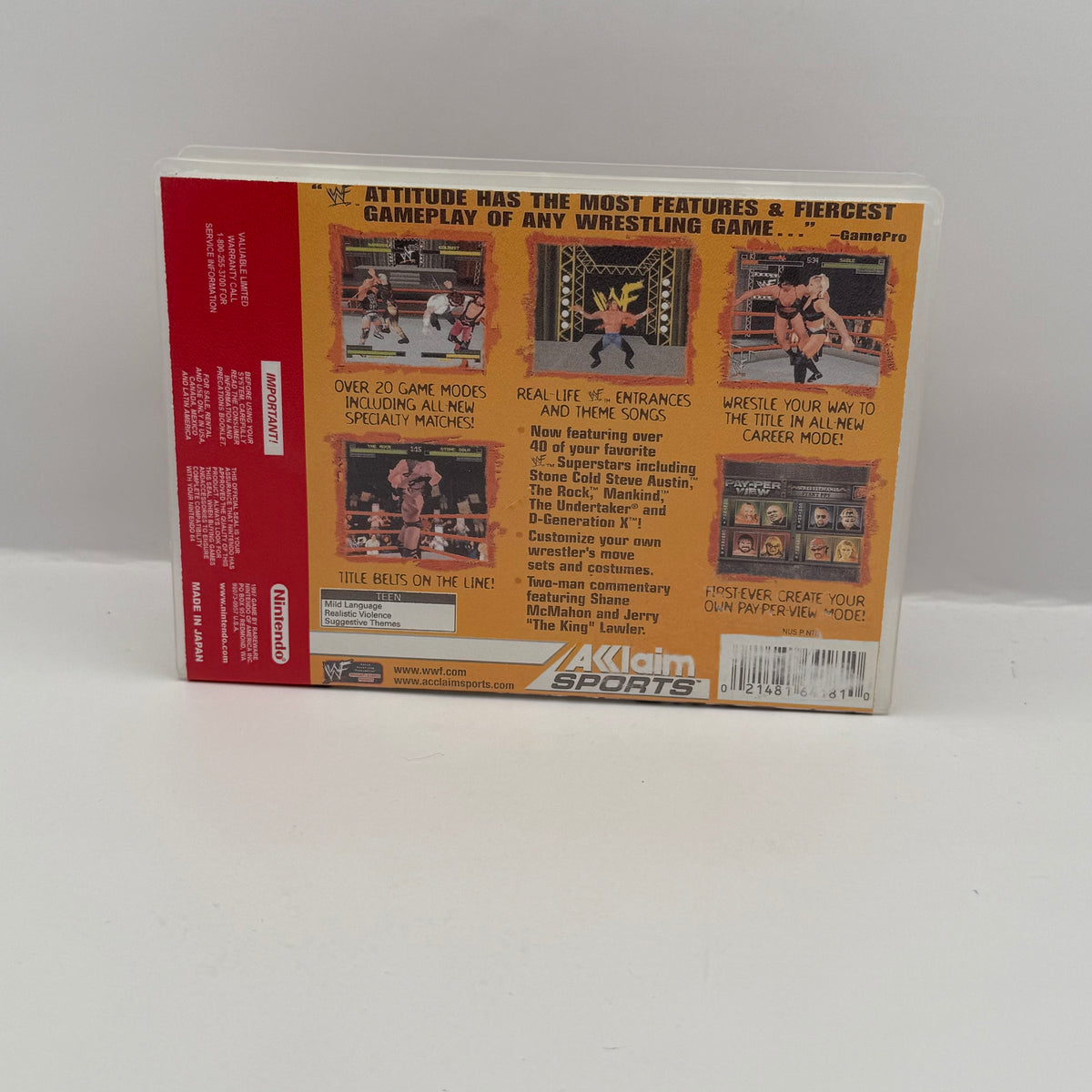 WWF Attitude Custom Game Case - Nintendo 64 (Case Only, No Game)