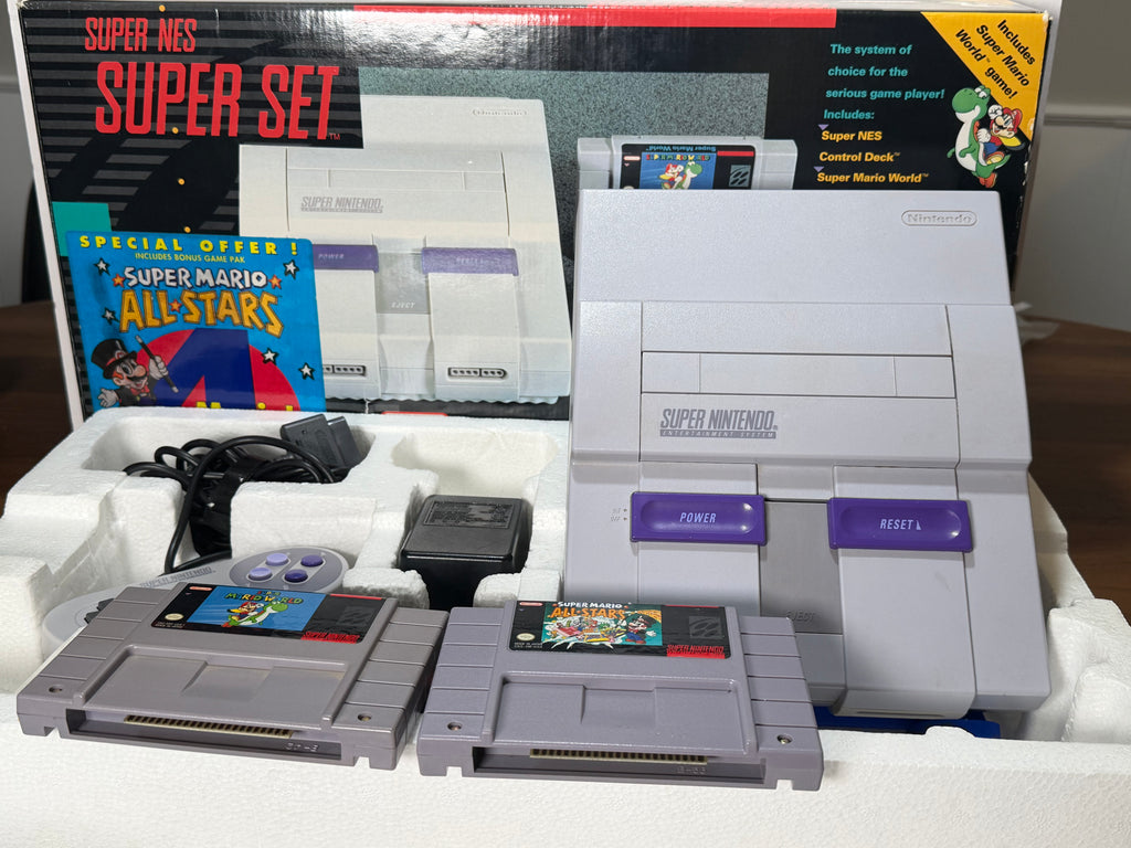 Super Nintendo SNES Super Set CIB with Super Mario World & All-Stars