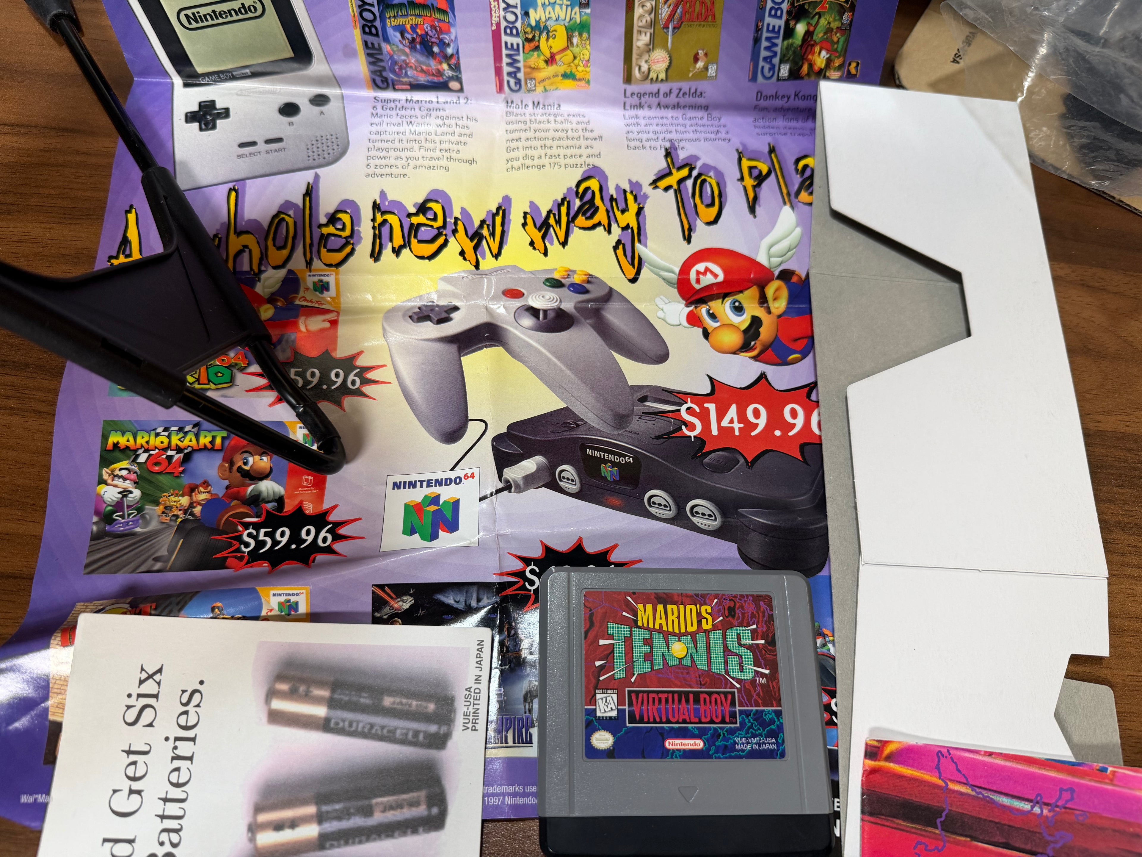 Nintendo Virtual Boy Complete CIB Bundle with AC Adapter Tap