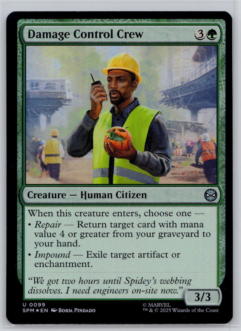 Damage Control Crew Marvel's Spider-Man Magic: The Gathering Foil Near Mint