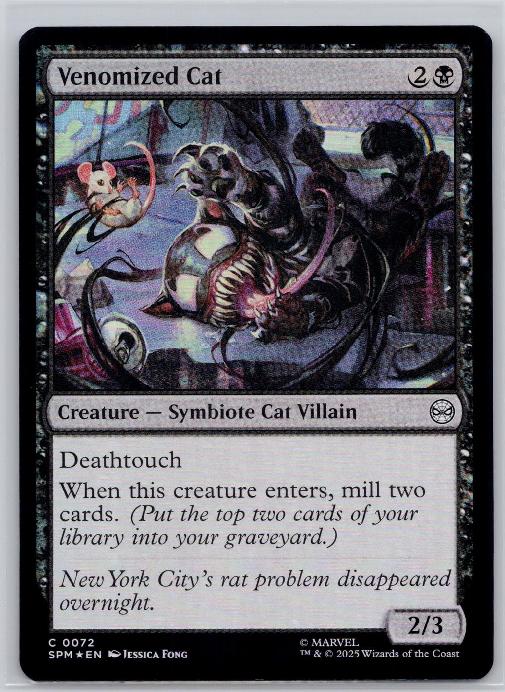 Venomized Cat Marvel's Spider-Man Magic: The Gathering Foil Near Mint
