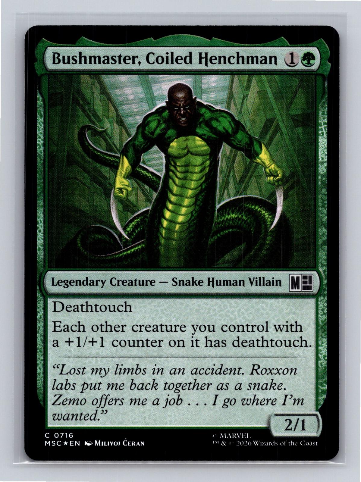 Bushmaster, Coiled Henchman Commander: Marvel Super Heroes MtG Foil NM