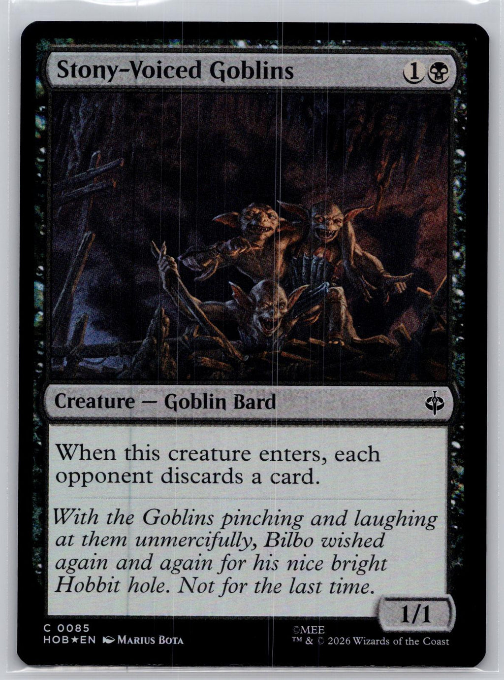 Stony-Voiced Goblins The Hobbit Magic: The Gathering Foil Near Mint