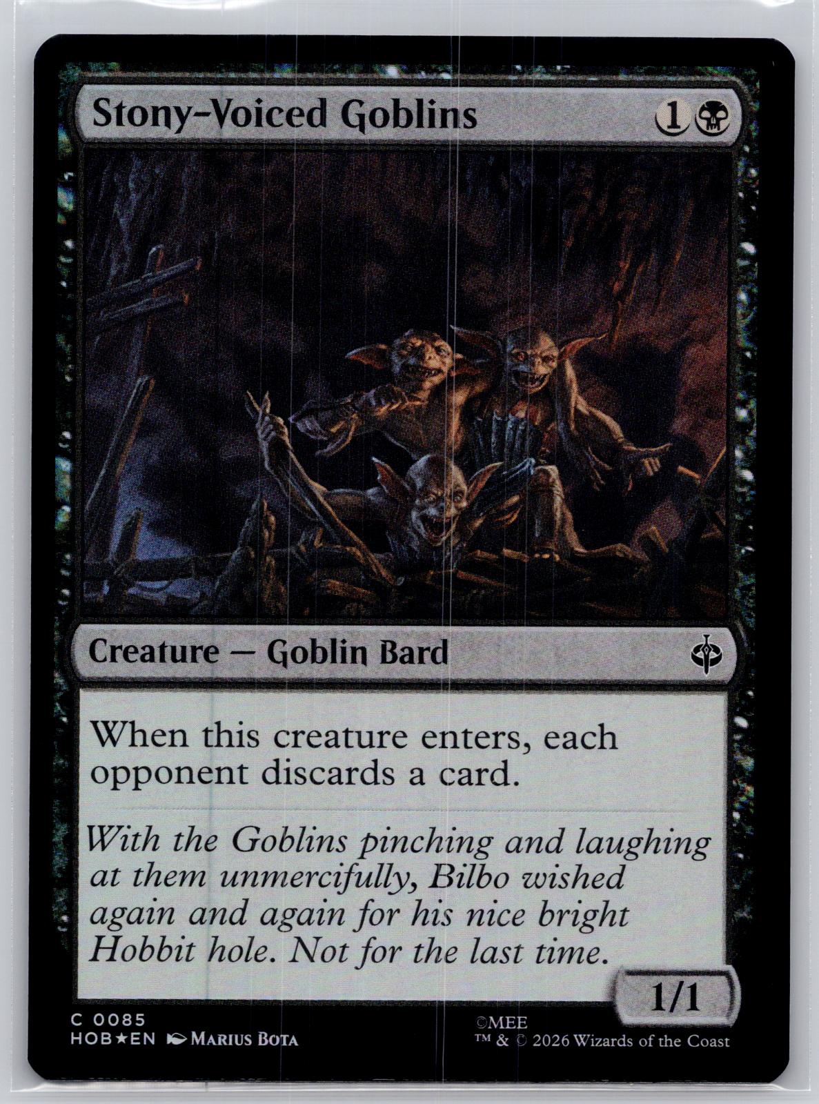Stony-Voiced Goblins The Hobbit Magic: The Gathering Foil Near Mint