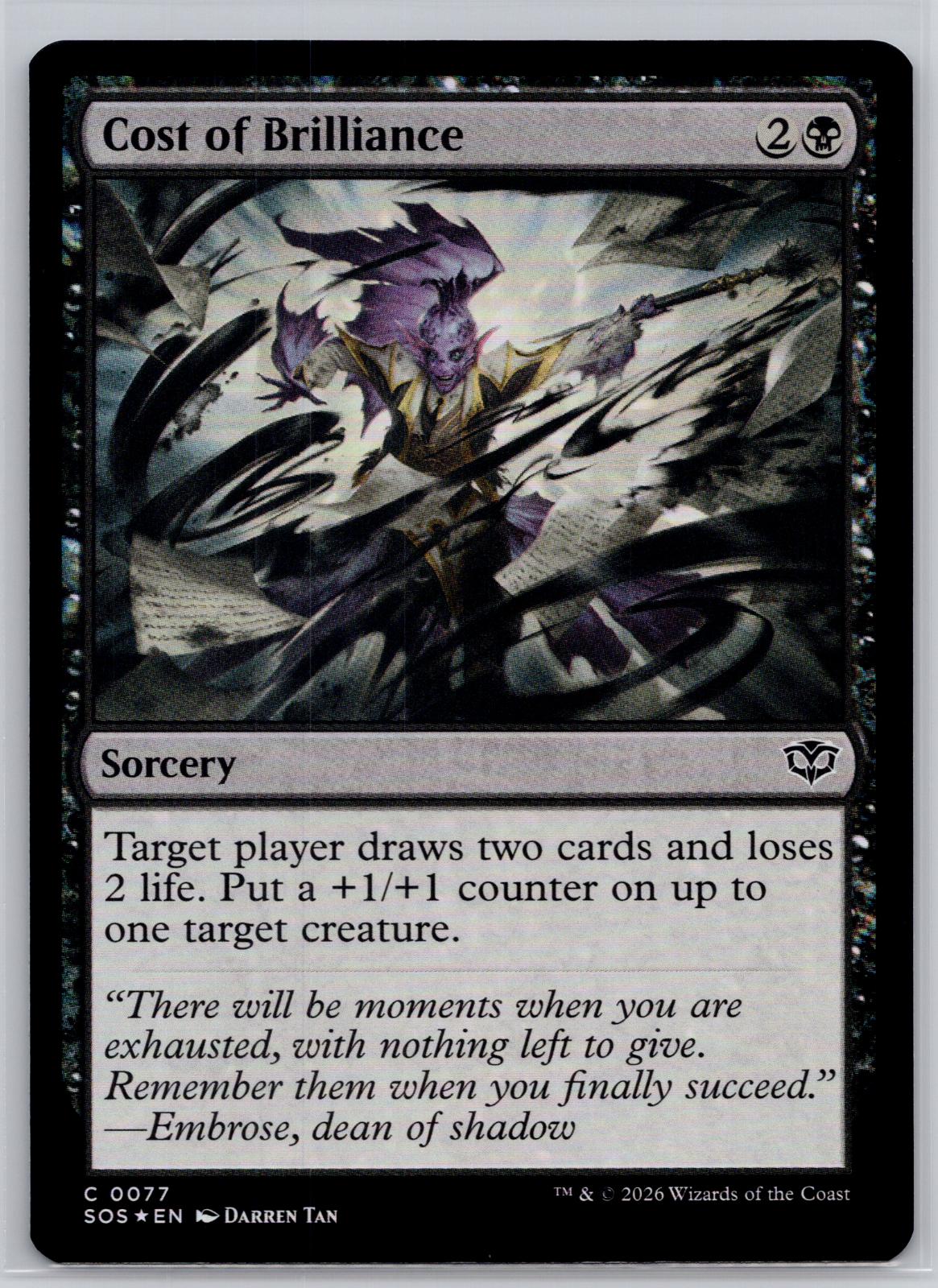 Cost of Brilliance Secrets of Strixhaven Magic: The Gathering Foil Near Mint