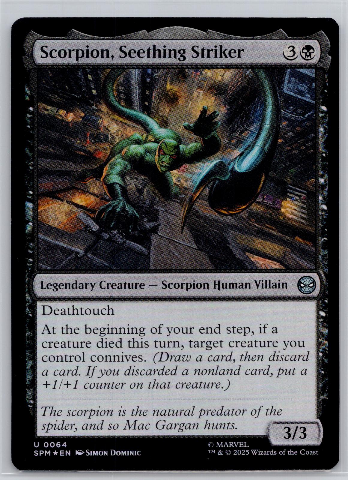Scorpion, Seething Striker Marvel's Spider-Man Magic: The Gathering Foil NM