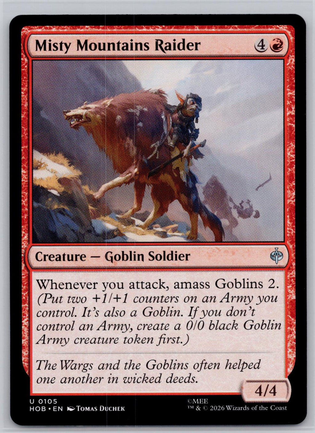 Misty Mountains Raider The Hobbit Magic: The Gathering Near Mint