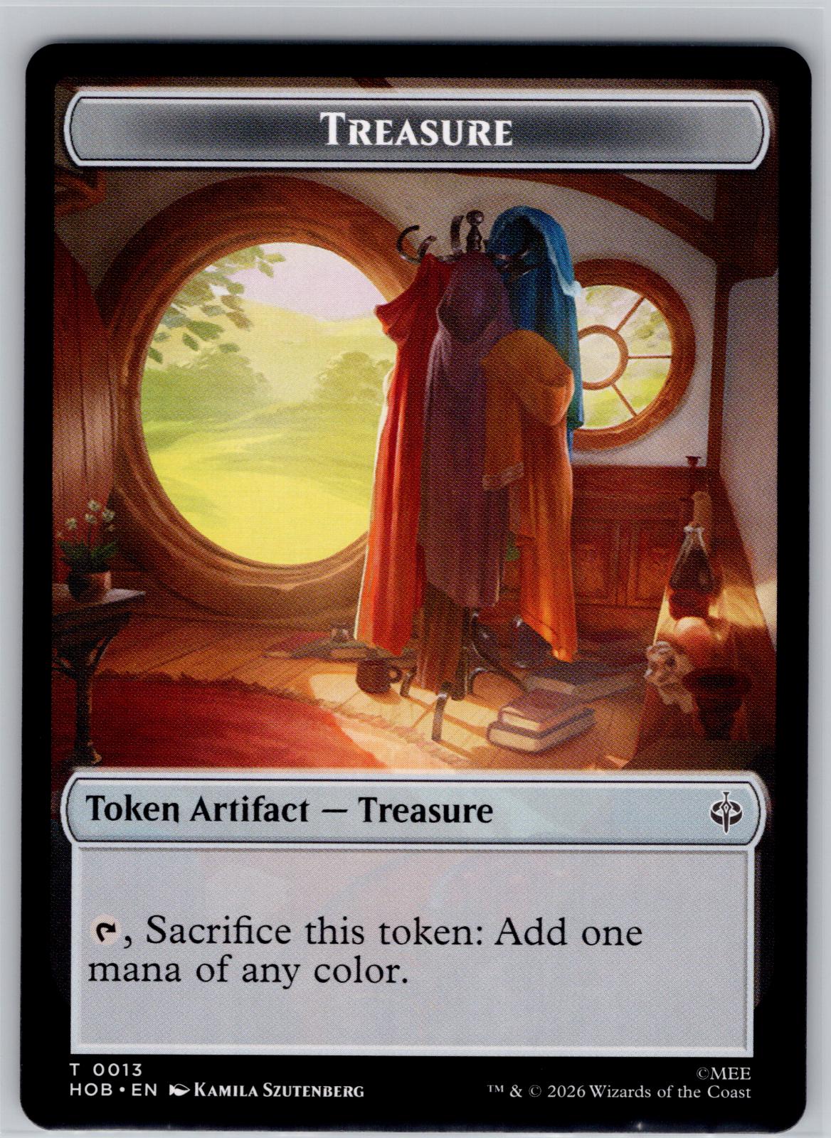 Elf // Treasure (0013) Double-Sided Token The Hobbit Magic: The Gathering NM