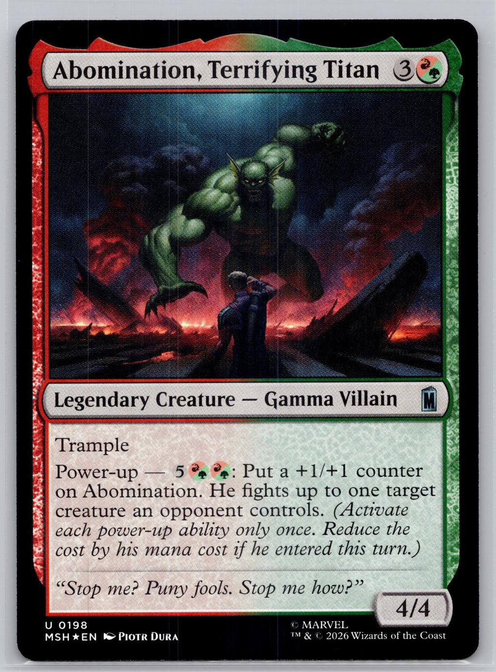 Abomination, Terrifying Titan Marvel Super Heroes Magic: The Gathering Foil NM