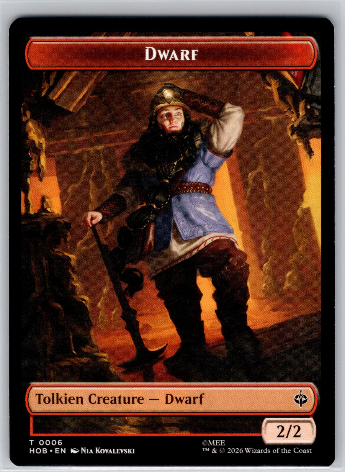 Human Soldier // Dwarf Double-Sided Token The Hobbit Magic: The Gathering NM