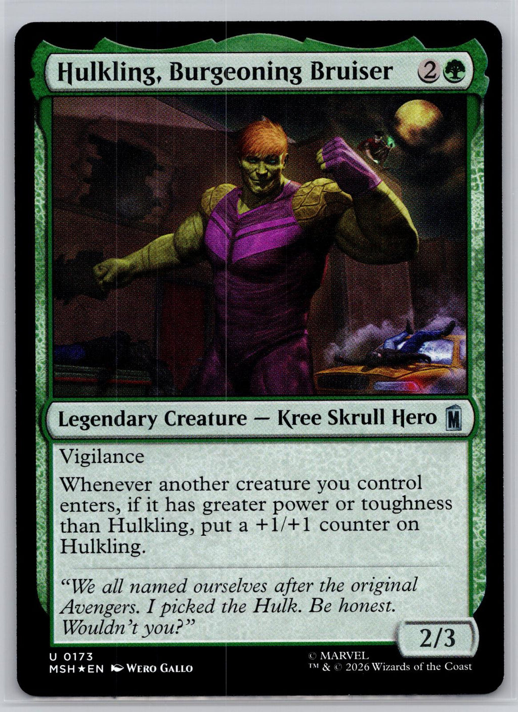 Hulkling, Burgeoning Bruiser Marvel Super Heroes Magic: The Gathering Foil NM