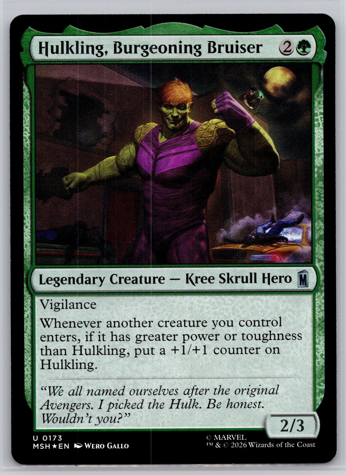 Hulkling, Burgeoning Bruiser Marvel Super Heroes Magic: The Gathering Foil NM