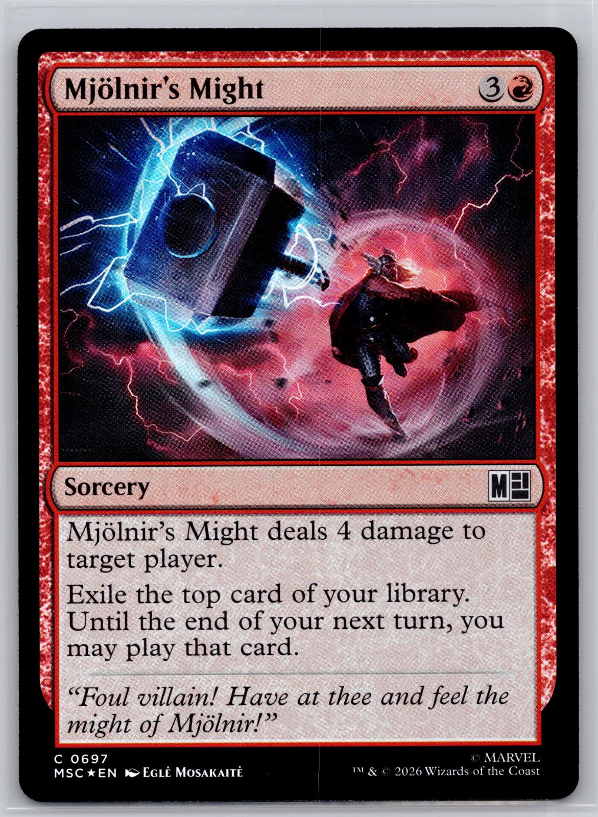 Mjollnir's Might Commander: Marvel Super Heroes Magic: The Gathering Foil NM