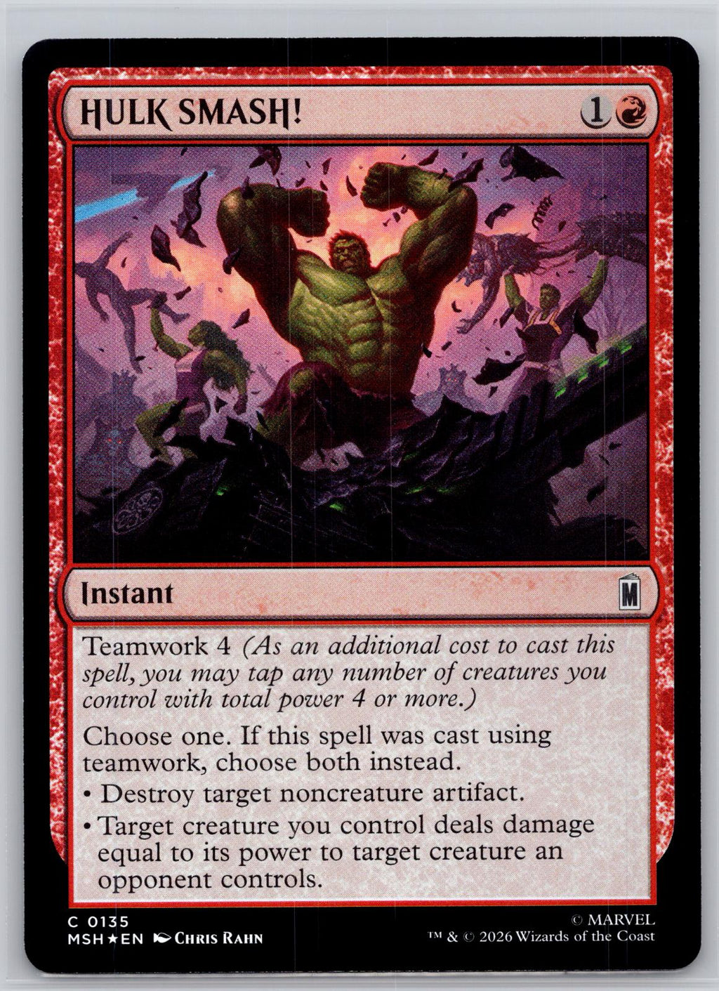 HULK SMASH! Marvel Super Heroes Magic: The Gathering Foil Near Mint