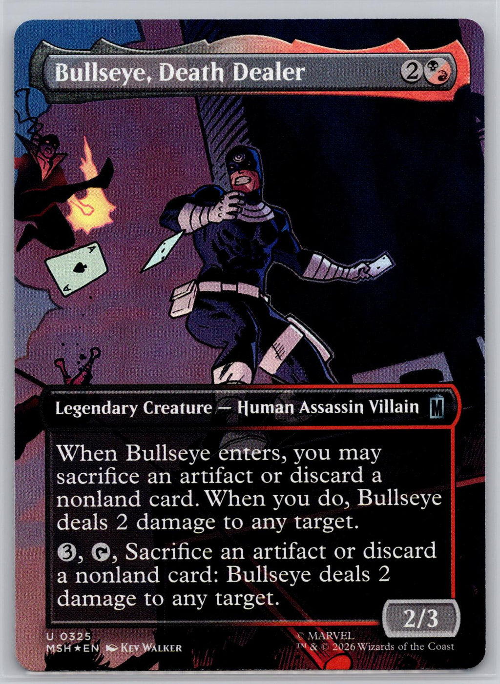 Bullseye, Death Dealer (Borderless) Marvel Super Heroes M:TG Foil NM